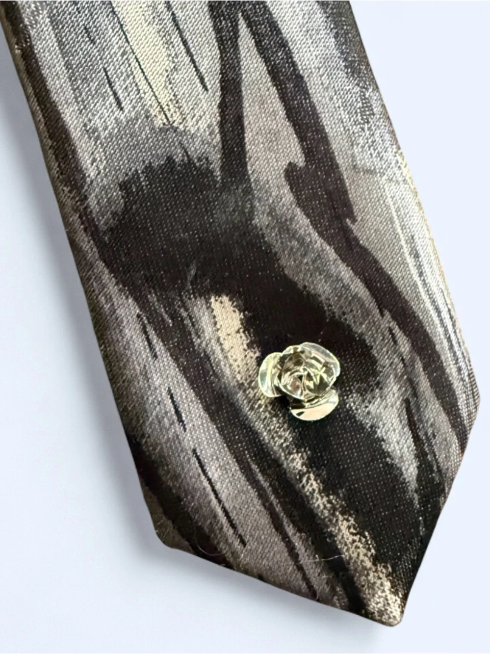 OOAK Upcycled Necktie Belt Black Gray, Vintage Sarah Coventry, w/Hidden Pocket